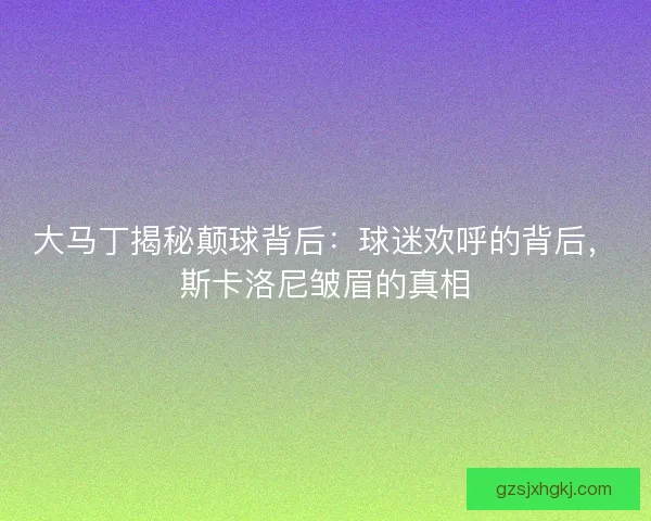大马丁揭秘颠球背后：球迷欢呼的背后，斯卡洛尼皱眉的真相