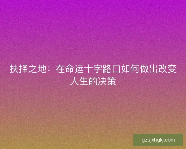 抉择之地：在命运十字路口如何做出改变人生的决策