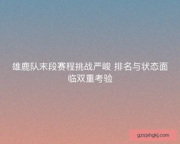 雄鹿队末段赛程挑战严峻 排名与状态面临双重考验