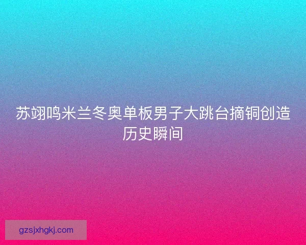 苏翊鸣米兰冬奥单板男子大跳台摘铜创造历史瞬间